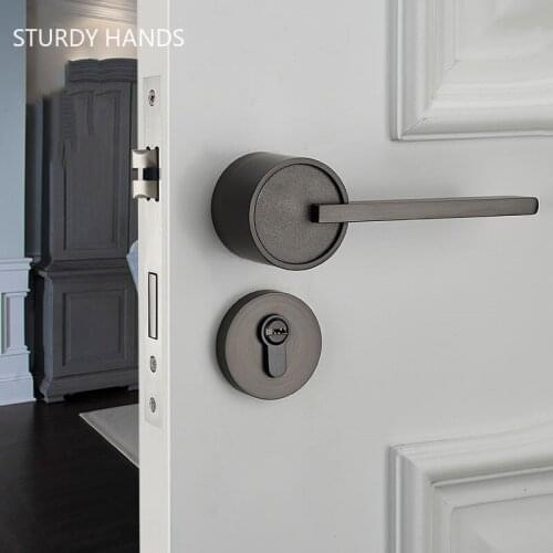 Indoor Security Door Handle Lock European Style Zinc Alloy Door Locks Bedroom Mute Deadbolt Lock Furniture Hardware Accessories