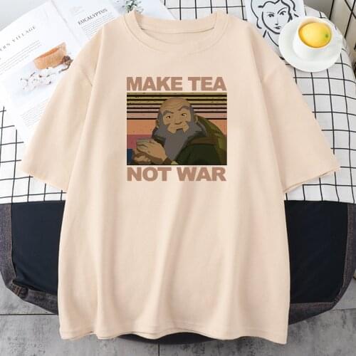 Make Tea Not War Graphic Womens Tee Shirt Hip Hop Street T Shirt Harajuku Soft O-Neck T-Shirt Fashion Women Tshirt Summer 2021