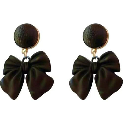 Sexy Black Bowknot Women Dangler Earrings 2020 Winter Fashion Imitation Leather Drop Earrings Jewelry For Girls Birthday Gift