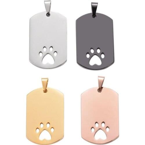 10pcs Wholesale Stainless Steel Pet ID Blank Rectangle Dog Tags Pendant Necklace Jewelry Findings Hypollergenic 28x45mm