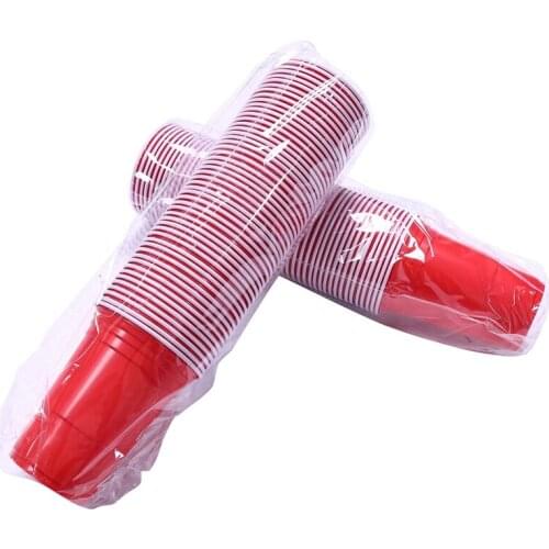 100Pcs / Set of 450Ml Red Disposable Plastic Cup Party Cup Bar Restaurant Supplies Houseware Household Goods High Quality