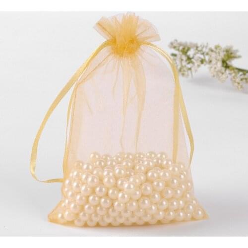 1000pcs 10*15cm Champagne Organza Gift Bag Jewelry Packaging Display Bags Drawstring Pouch For Bracelets/necklace/wed Yarn Bag