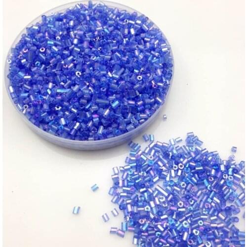 16g 1000pcs 2*3mm AB Blue Colorful Transparent Tube Loose Spacer Beads Cezch Glass Seed Beads Handmade Jewelry DIY Garment Bead