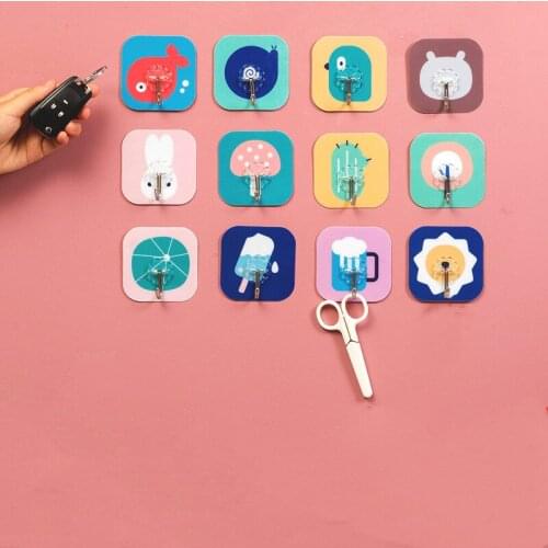 5PC 7.5x7.5cm Cartoon Strong Self Adhesive Hook Door Wall Hangers Suction Heavy Load Rack Cup Sucker for Kitchen Bathroom