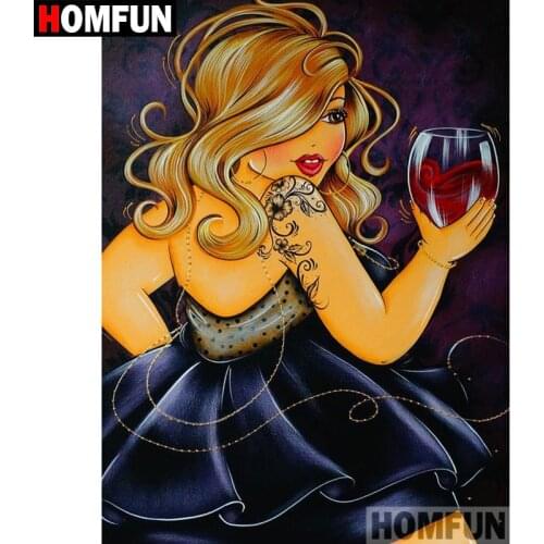 HOMFUN 5D DIY Diamond Painting Full Square/Round Drill "Cartoon fat woman" Embroidery Cross Stitch Mosaic Home Decor Gift A09426