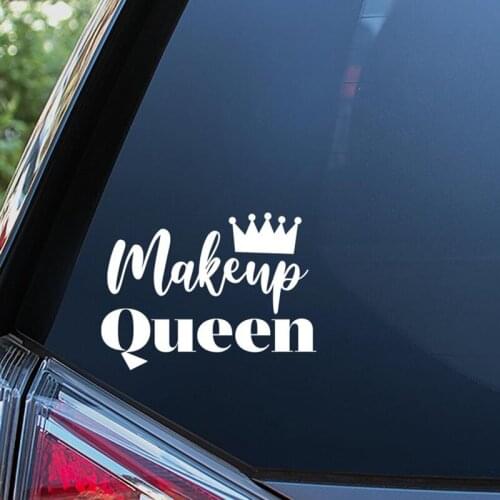 Black/Silver Makeup Queen Text With Crown Car Sticker Female theme Vinyl Decal Car Decals Waterproof Removable S134