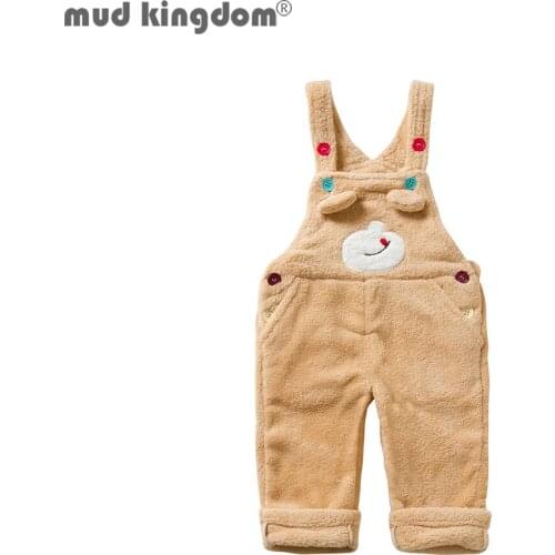 Mudkingdom Baby Boys Girls Overalls Cute Pattern Winter Fleece Thicken Kids Pants