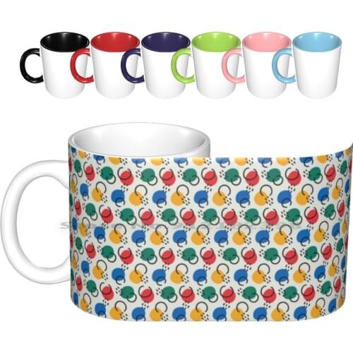 80s Pattern Ceramic Mugs Coffee Cups Milk Tea Mug 80s Pattern Color Vintage Retro Memphis Circles Geometric Fashion Creative