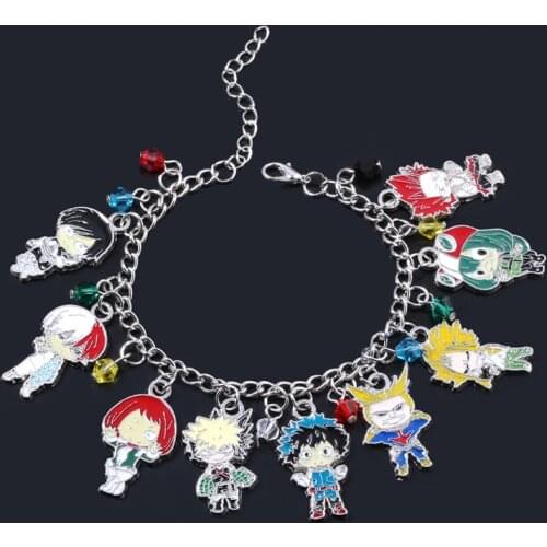 Classic Anime My hero academy Charm Bracelets Enamel Cartoon Figure Images Pendant Bangles For Women Men Fashion Jewelry Gift