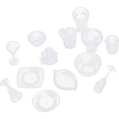 13pcs Miniature Clear Ice Cream Cup Set Tableware For 1/12 Dolls House Rooms Decoration Kids Playset Toy