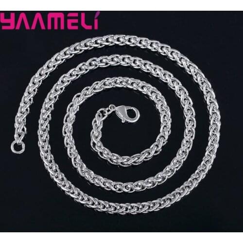 New Arrival Customized 3.5/4/5/6mm 925 Sterling Silver Wheat Braided Chain Necklace Women DIY Jewelry Accessory Big Promotion