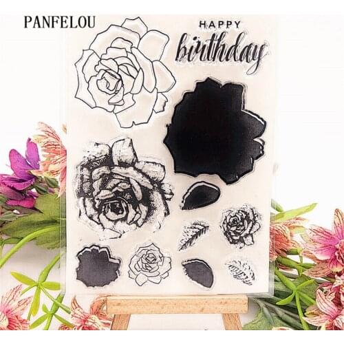 PANFELOU The roses petals Transparent Silicone Rubber Clear Stamps cartoon for Scrapbooking/DIY Easter wedding album