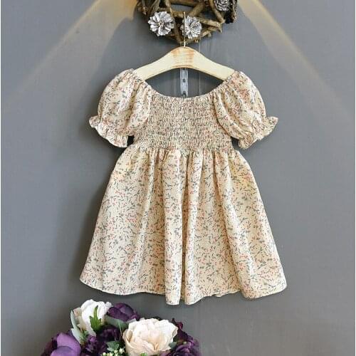 Girls Dresses 2021 Summer New Children Skirts Girl Baby Puff Sleeve Chiffon Floral Skirt Children Casual Clothing Easter Clothes