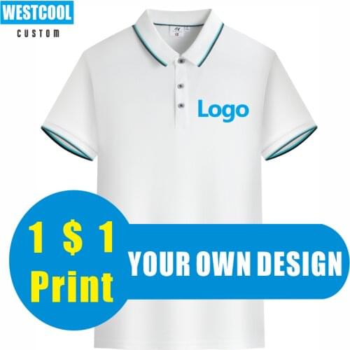 Polo Shirt Custom Logo Embroidery Short-Sleeved Mens Breathable Tops Own Logo Printed Design Brand Text WESTCOOL