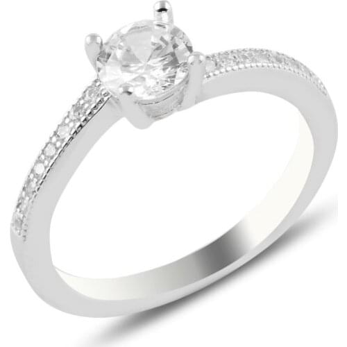 Silver 925 Sterling Zircon Engagement Ring