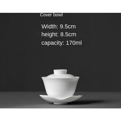 Sweet Ceramic Whiteware Cover Bowl Medium Jade Porcelain Tea Bowl High White Three-Force Bowl Thin Tire Kung Fu Tea Set Gaiwan