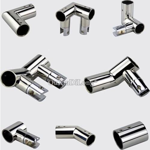 Brand New 4PCS Stainless Steel Bathroom Shower Pipe Bar Connect Fittings Glass Clamps Clips 25mm Pipe Tube Connectors