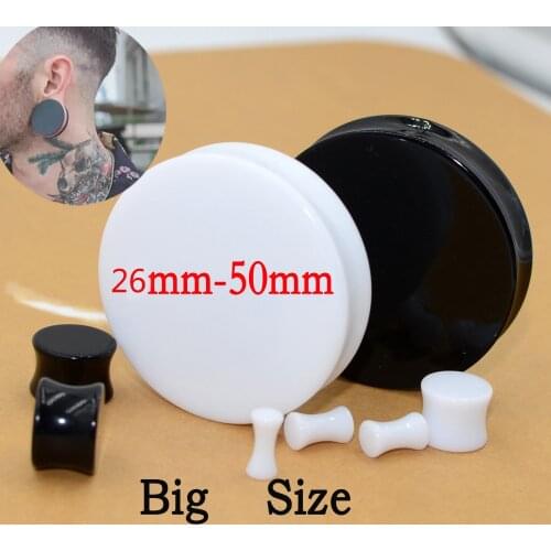 Only for Big Size! pair 26-50mm Acrylic Saddle Ear Tunnel Plugs Ear Piercing Expander Ear Reamer Black Earring Punk Jewelry
