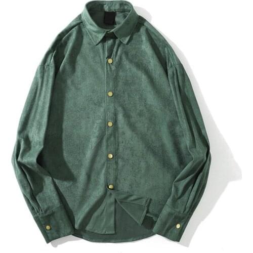 High quality suede shirt mens collar solid color shirt long-sleeved streetwear mens shirt comfortable top