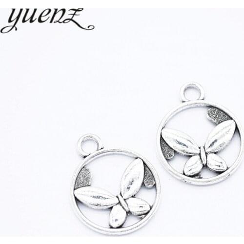 YuenZ 10pcs Antique silver color alloy Metal butterfly pendant Charms for Jewelry Making Diy Handmade Jewelry 22*18mm D296