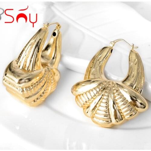 Sunny Jewelry Fashion Earrings New Copper African Nigeria Large Style Hoop Earrings For Women High Quality Daily Wear Gift