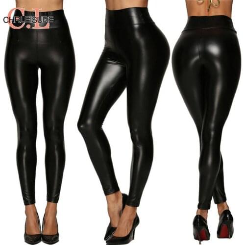 CHRLEISURE High Waist Pencil Pants Plus Size Woman Leather Skinny Autumn Winter Trousers S-5XL Thick Stretch Pantalon Femme