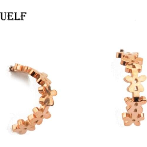 Uelf Vintage Stud Earrings for Women Bohemian Rose Gold Color Leaf Flower Statement Brincos Jewelry 2019 NEW