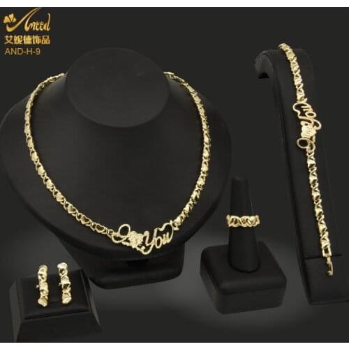 ANIID Girls XO Jewellery Set For Women Indian Necklace Rings Earrings Indian African Wedding Gold Bridal Gold Bracelets Luxury