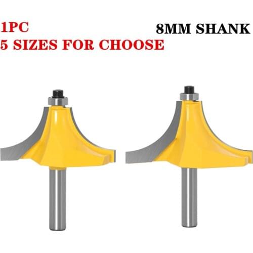 1PC 8mm Shank Corner Round Over Edging Wood Router Bit Large 2 Flute Corner Round Cove Box Bit Woodworking Tenon Cutter Tool