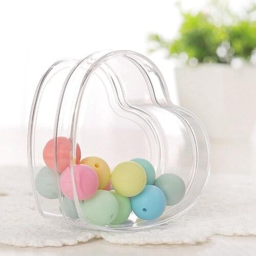 1pc Transparent Heart-shaped Plastic Candy Box DIY Wedding Decor Party Gift Storage Box Christmas Decor Baby Shower