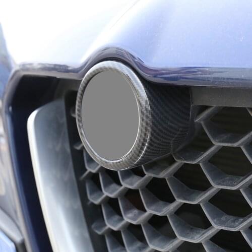 1pcs Carbon Fiber Style ABS Plastic Car Logo Outer Ring Decoration Trim for Alfa Romeo Giulia 2017-19 Models Accessories
