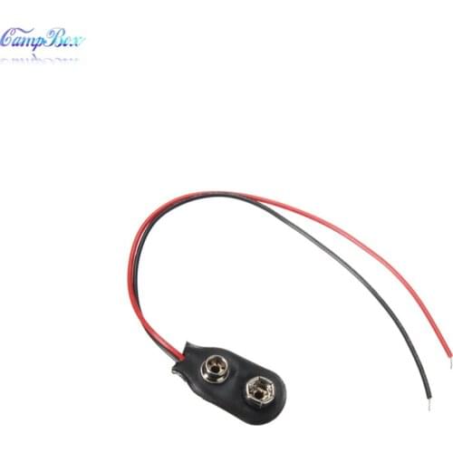 100Pcs Black I-Type 9V PPP3 Battery Wire Junction Snap Clip Case Socket With Wires