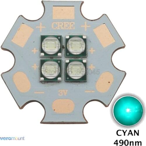 3V / 6V / 12V Epileds 3535 4Chips 4LEDs Multi-Chip 4-18W High Power LED Emitter Cyan Color 490nm with 20mm Copper PCB