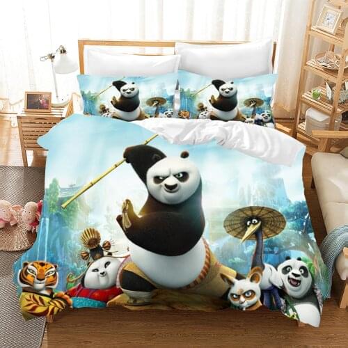 3D Printed kungfu Panda Bedding Set Home Textile Cover Set Cartoon Duvet Cover Bedding Luxury Bed Quilt Cover For Friends Gift
