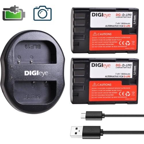 2Pcs D-Li90 D li90 Dli90 Batteries + Dual USB Charger for Pentax 645D 645Z K-01 K-3 K-5 K-5II K-5IIs K-7 Digital Camera