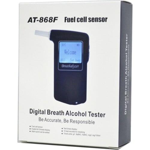 2019 Best Selling Fuel cell sensor breath alcohol tester Certified Breathalyzer Promotional Gift Drive Safety Digital 868F