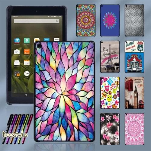 Tablet Case for Amazon Fire HD 8 Plus/HD 10 (5th/7th/9th)/Fire 7 (5th/7th/9th)/HD 8 (6th/7th/8th/10th) plastic Back Shell+pen