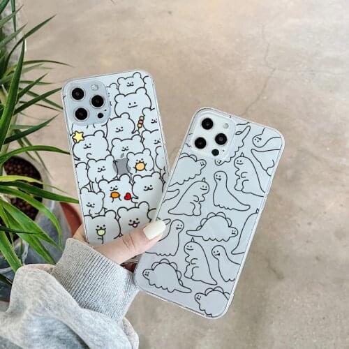 Cute Dinosaur Bear Phone Case For Samsung A72 A71 A52 A51 A70 A50 A30 A21S S21 Ultra S20 FE S9 S10 plus Note 20 8 9 10 Cover