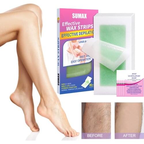 40pcs Wax Strips Effective Hair Removal Wax Strips Body Leg Arm Hair Removal Epilator Wax Strip Paper Roll With 6pcs Cotton