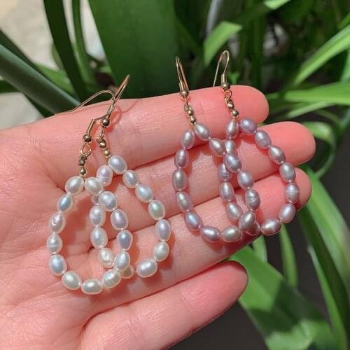 Elegant Natural Freshwater Pearl Earrings for Women Wedding Jewelry White Purple Pearl Tassel Water Drop Dangle Earrings Girls