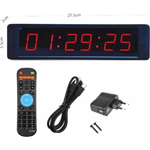 6 Digits led Display Electronic Clock Timer 12H / 24H LED Countdown Clock IR Remote Gym Fitness Training Count Up Countdown Time