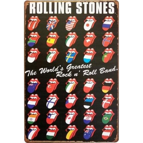 ERLOOD Rolling Stones Tin Sign Wall Retro Metal Bar Pub Poster Metal 12 X 8