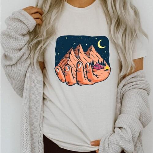 Women Graphic Cartoon Camper Mountain Fashion Travel Spring Summer Lady Clothes Tops Clothing Tees Print Female Tshirt T-Shirt