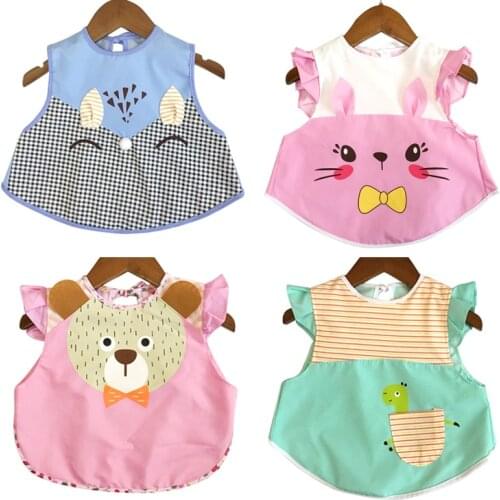 Cotton Cartoon Baby Bibs Children Accessories Short Sleeve Eco Friendly Waterproof Washable Clothing for Baby Feeding Bandana