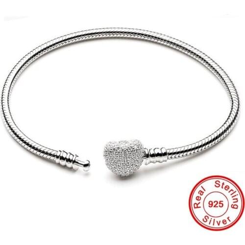 Handmade Fine Jewelry 100% 925 Sterling Silver Charm Bracelet Bangle Soft Smooth Snake Bone Bracelets for Women DIY Jewelry