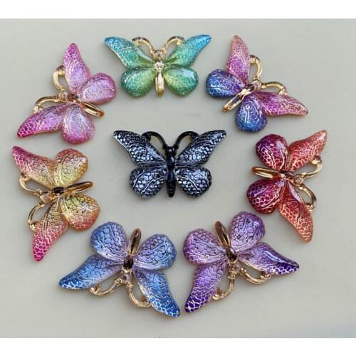 Mix Colors Butterfly Natural Stone Convex Series Flat back Resin Cabochons Jewelry Accessories 10pcs 23*38mm -B27A