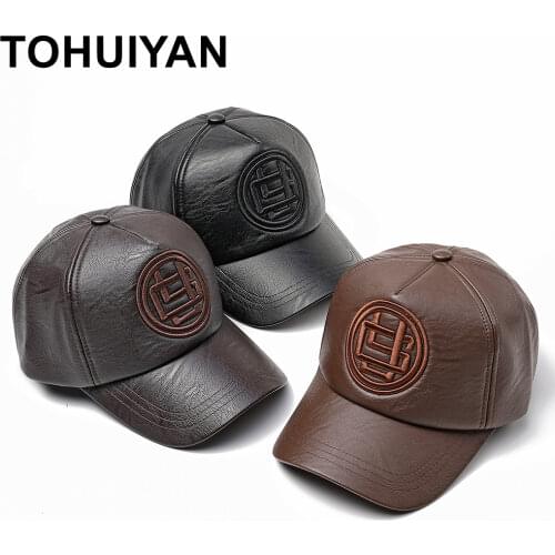 Classic Leather Cap Men Autumn Winter Warm Hat Bone Masculino Baseball Caps Branded Gorras Dad Hats For Male Casquette Wholesale