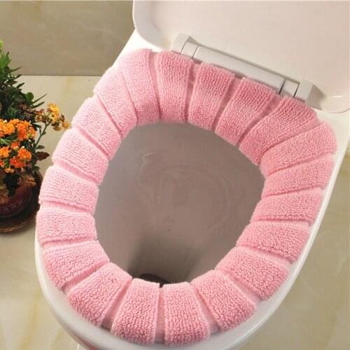 Comfortable Velvet Coral Bathroom Toilet Seat Cover Washable Closestool Standard Pumpkin Pattern Soft Cushion Toilet Cover Seat