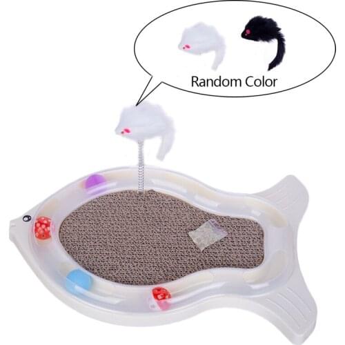 Cat Toy Fish-shaped Cat Scratch Board Spring Rat Colorful Rolling Ball Cat Paradise Liberation Cat Nature Reduce Cat loneliness