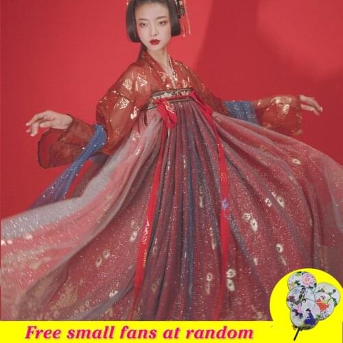 Sparkling Red Hanfu For Women Chinese Sequin Costumes Cosplay Ancient People Performance Swing Dancer Stage Costume BL1549